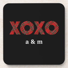 Posavasos Patrón de Navidades tartán rojo