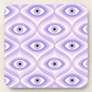 Posavasos Patrón de ojo trippy retro rosa púrpura pastel