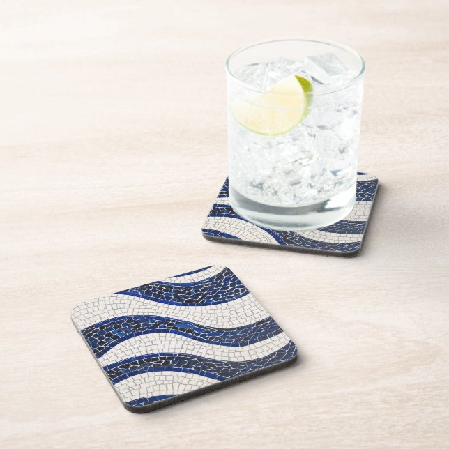 Posavasos Patrón de onda blanca azul 04 (Lado Derecho)