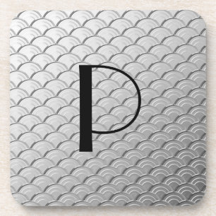 Posavasos Patrón de ondas Art Deco - plata metálica