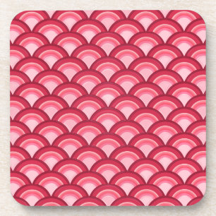 Posavasos Patrón de ondas Art Deco - rojo y fucsia