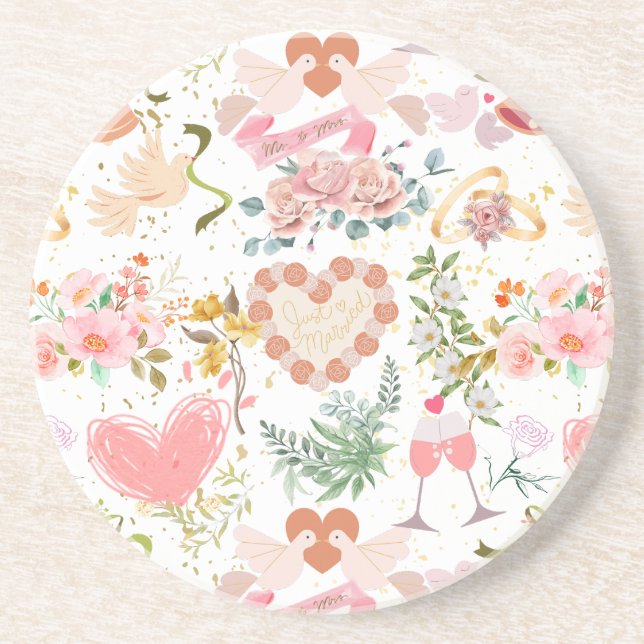 Posavasos patrón de ornamentos boda (Frente)
