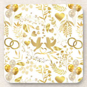 Posavasos Patrón de ornamentos bodas en oro 02