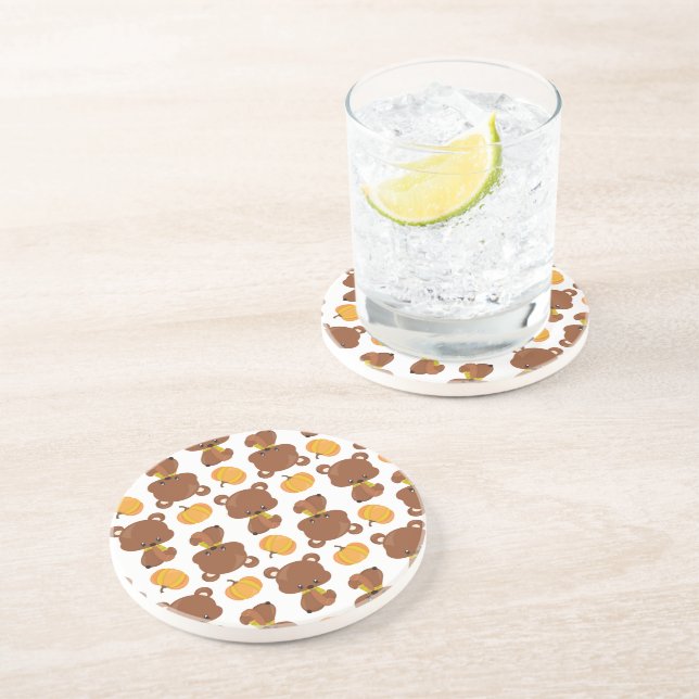 Posavasos Patrón De Osos, Osos Cubiertos, Caída, Calabazas (Lado)