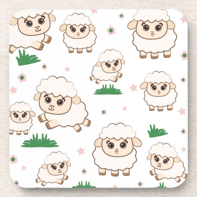 Posavasos Patrón de ovejas lúdicas (Frente)