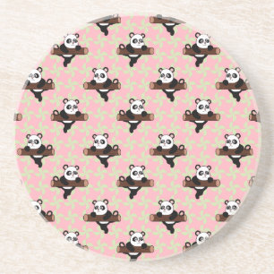 Posavasos Patrón de Panda Adorable en Rosa – Sin Costuras Ka