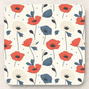 Posavasos Patrón de paneles acuáticos - rojo, azul y blanco