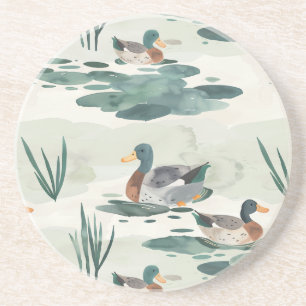 Posavasos Patrón de patos de acuarela cúpula