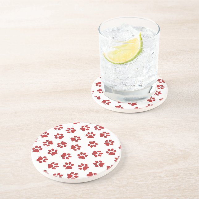 Posavasos Patrón De Paws, Paws De Perro, Papas Rojas (Lado)