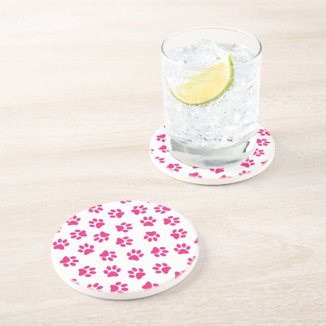 Posavasos Patrón De Paws, Paws De Perro, Paws Rosados (Lado)