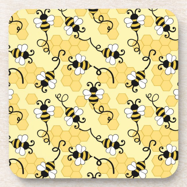 Posavasos Patrón de pequeñas abejas. (Frente)