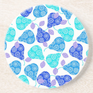 Posavasos Patrón de peras decorativas azules lindas