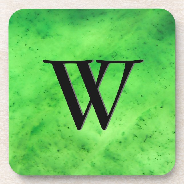 Posavasos Patrón de Piedra Gem, Jade Verde Lime y Onyx Negro (Frente)