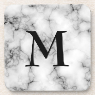 Posavasos Patrón de Piedra Gem, Mármol Gris/Gris Sólo Negro