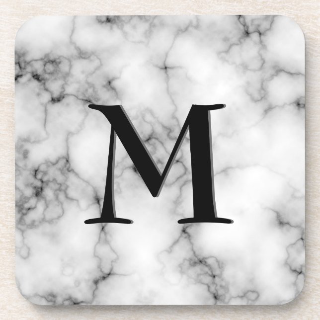 Posavasos Patrón de Piedra Gem, Mármol Gris/Gris Sólo Negro (Frente)