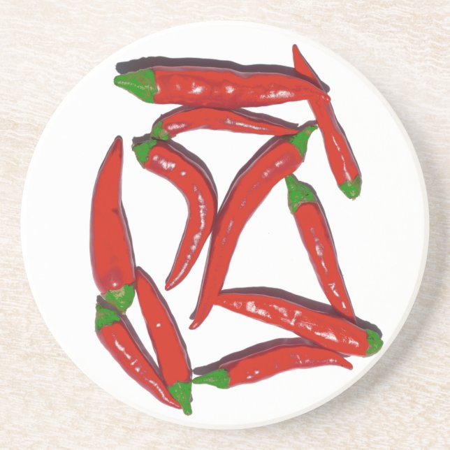 Posavasos Patrón de pimientos de chile rojo caliente (Frente)