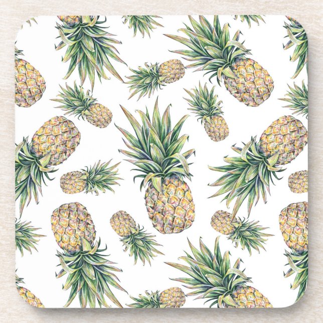 Posavasos Patrón de piña acuarela (Frente)