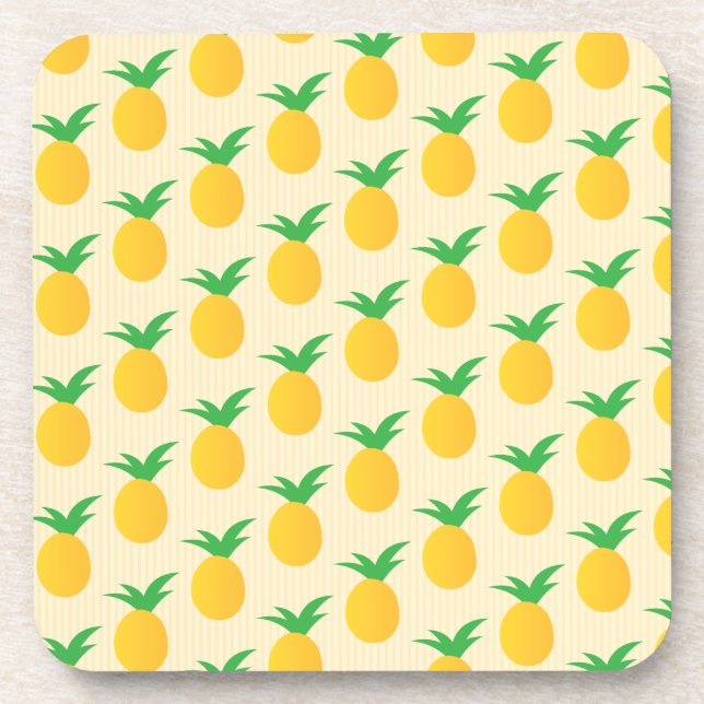 Posavasos Patrón de piña amarillo brillante (Frente)