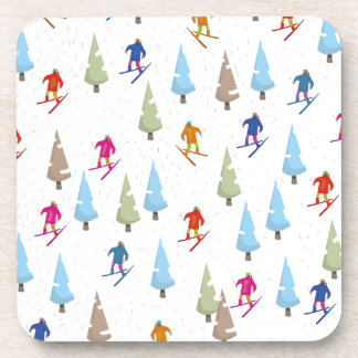 Posavasos Patrón de pista de esquí de dibujos animados lindo
