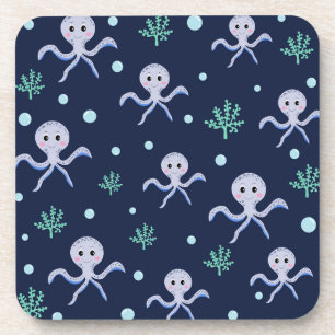 Posavasos Patrón de pulpo bajo el mar