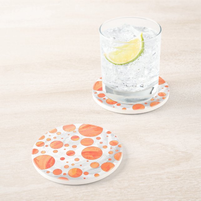 Posavasos Patrón de punto de polka del Naranja del lago de f (Lado)