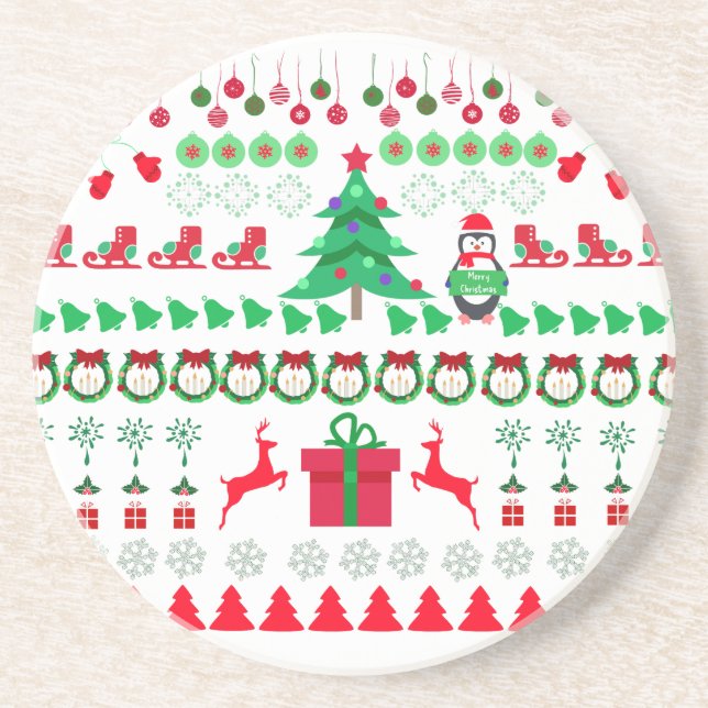 Posavasos Patrón de punto para suéter feo de Navidad (Frente)