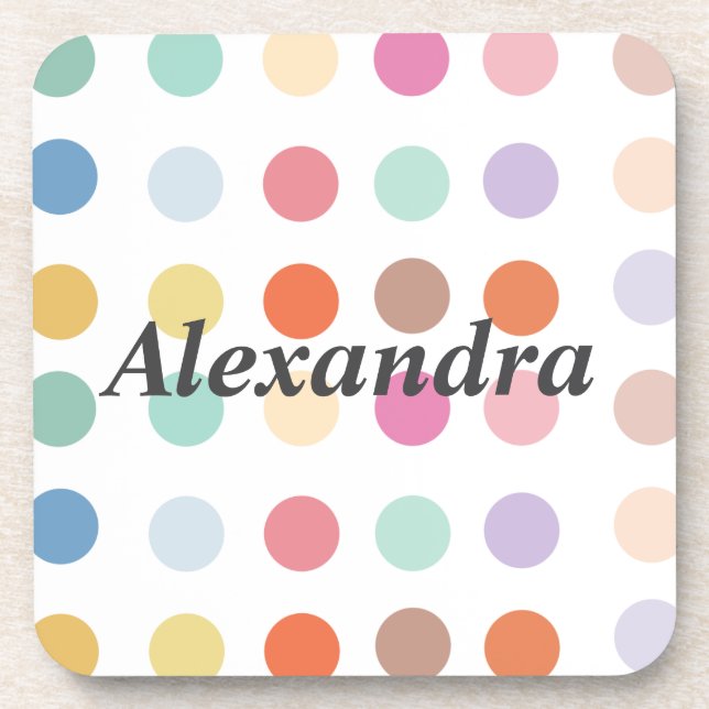 Posavasos Patrón de puntos multicolores (Frente)