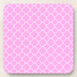 Posavasos Patrón De Quatrefoil Rosa Y Blanco