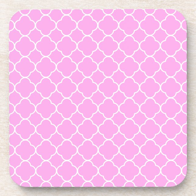 Posavasos Patrón De Quatrefoil Rosa Y Blanco (Frente)