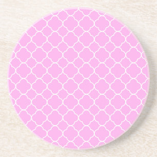 Posavasos Patrón De Quatrefoil Rosa Y Blanco