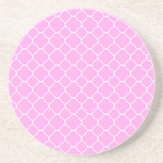 Posavasos Patrón De Quatrefoil Rosa Y Blanco (Frente)