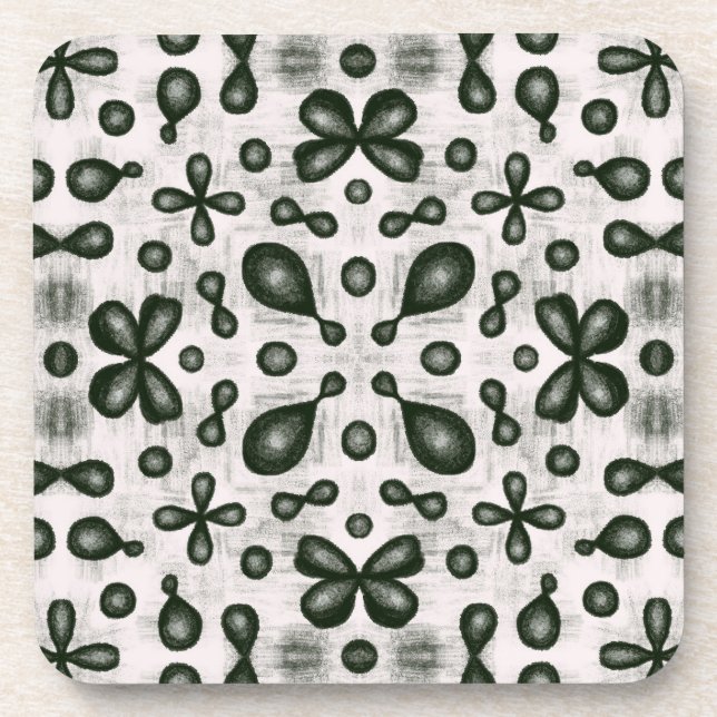Posavasos Patrón De Química Elegante En Blanco Y Negro (Frente)