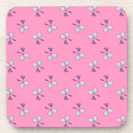 Posavasos Patrón de racquet de Badminton rosa