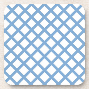 Posavasos Patrón de raya de diamante de arlequín blanco azul