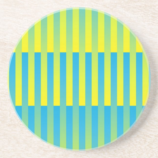 Posavasos Patrón de rayas azul amarillo verde (Frente)