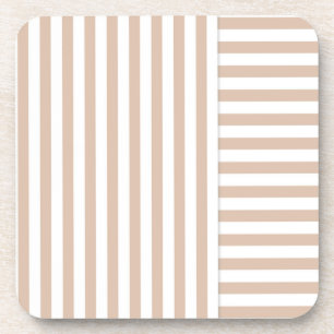 Posavasos patrón de rayas blancas beige