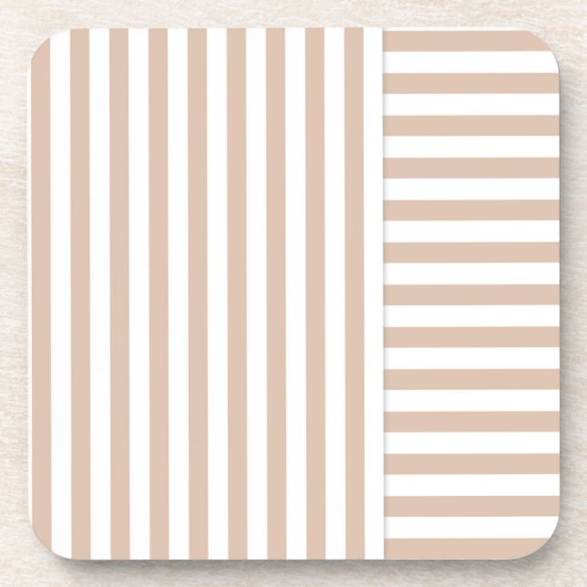 Posavasos patrón de rayas blancas beige (Frente)