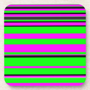 Posavasos Patrón de rayas color negro verde rosado caliente
