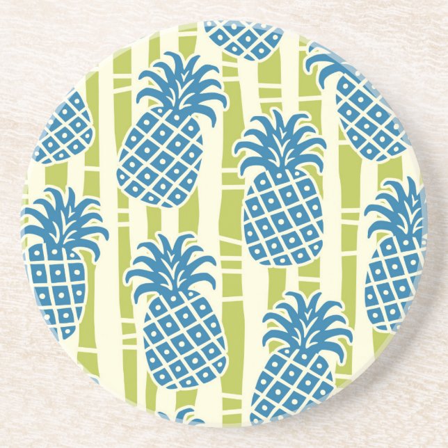 Posavasos Patrón de rayas de bambú y piña Tiki (Frente)