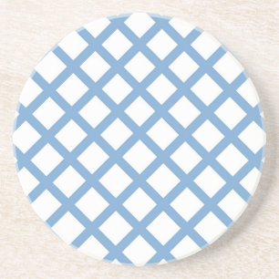 Posavasos Patrón de rayas de diamante azul de Harlequin blan