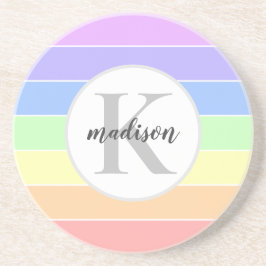 Posavasos Patrón de rayas multicolores del arcoiris monogram