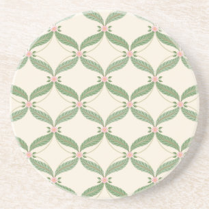 Posavasos Patrón de rejilla de flores de hojas simples