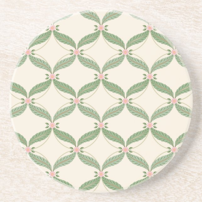 Posavasos Patrón de rejilla de flores de hojas simples (Frente)