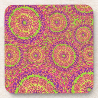 Posavasos Patrón de remolino de mandala neón psicodélico