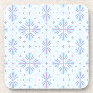 Posavasos Patrón de repetición floral geométrico azul pastel
