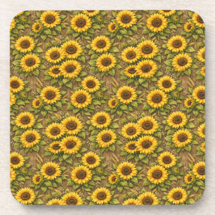 Posavasos Patrón de repetición sin fisuras de girasol brilla