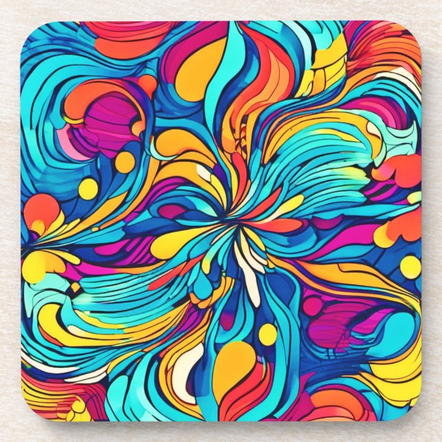 Posavasos Patrón de resumen de neón para la captura de ojos (Frente)