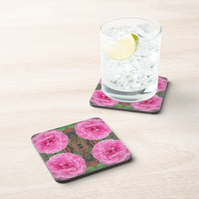 Posavasos Patrón de Rosa Rosa (Lado Derecho)