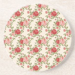 Posavasos Patrón de rosas shabby chic vintage