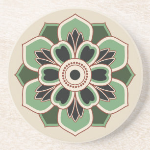 Posavasos patrón de roseta verde vintage